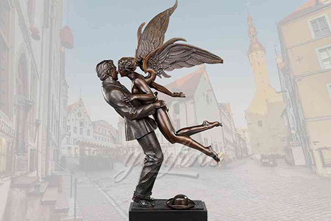 Decorative garden lover kiss bronze angel statues