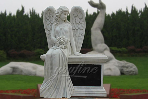 Hand Carved Marble Female Angel Headstones