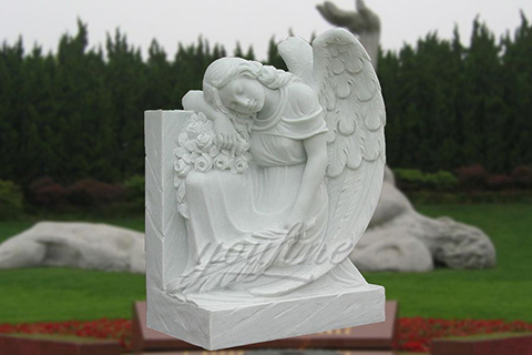 Hand Carved Peaceful Marble Angel Memorial