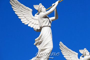Life-size Trumpet Blowing Angel Marble Sculpture for Sale