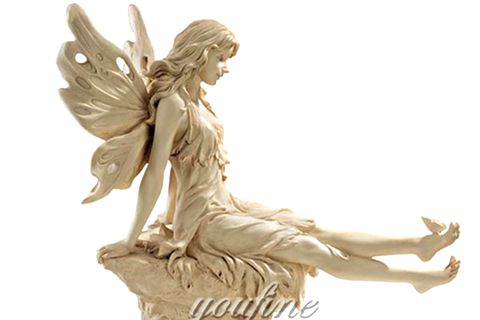 480 Pretty Fairy Sitting Marble Angel Sculpture