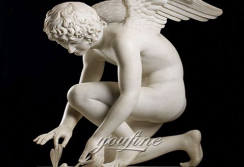 480 Famous Playing with Butterfly Cupid White Marble Angel Statue for Sale