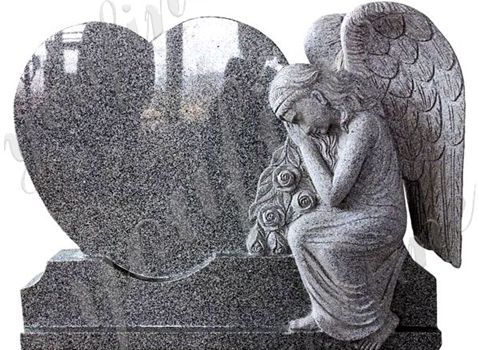 480 Hand-carved Black Granite Angel Heart Headstone