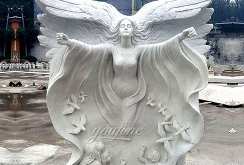 480Praying White Stone Marble Angel Statue