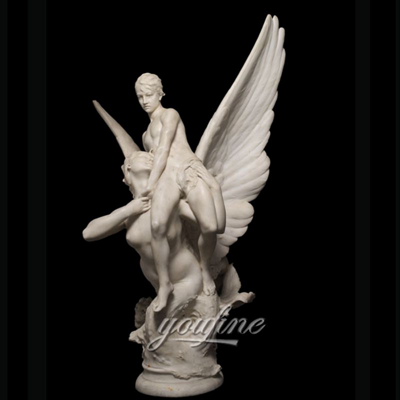 800 Winged Siren Seizing Marble Angel Sculpture