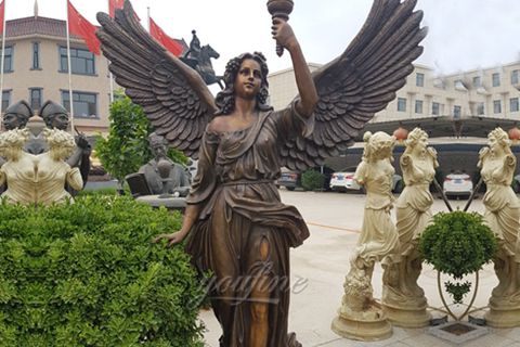 Bronze Female Angel Statue with Torch for Sale