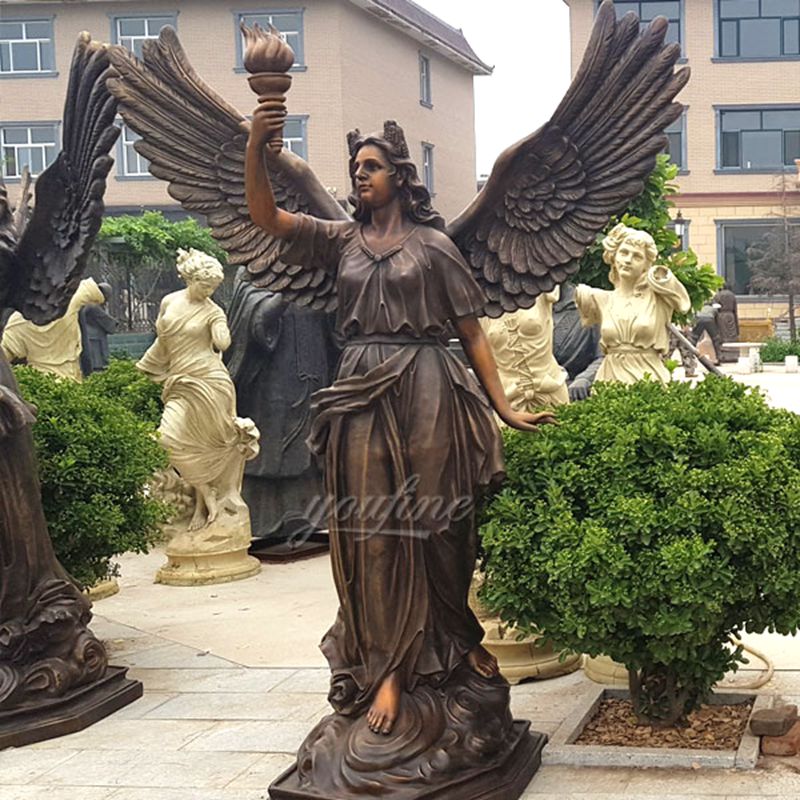 Bronze Female Angel Statue with Torch for Sales