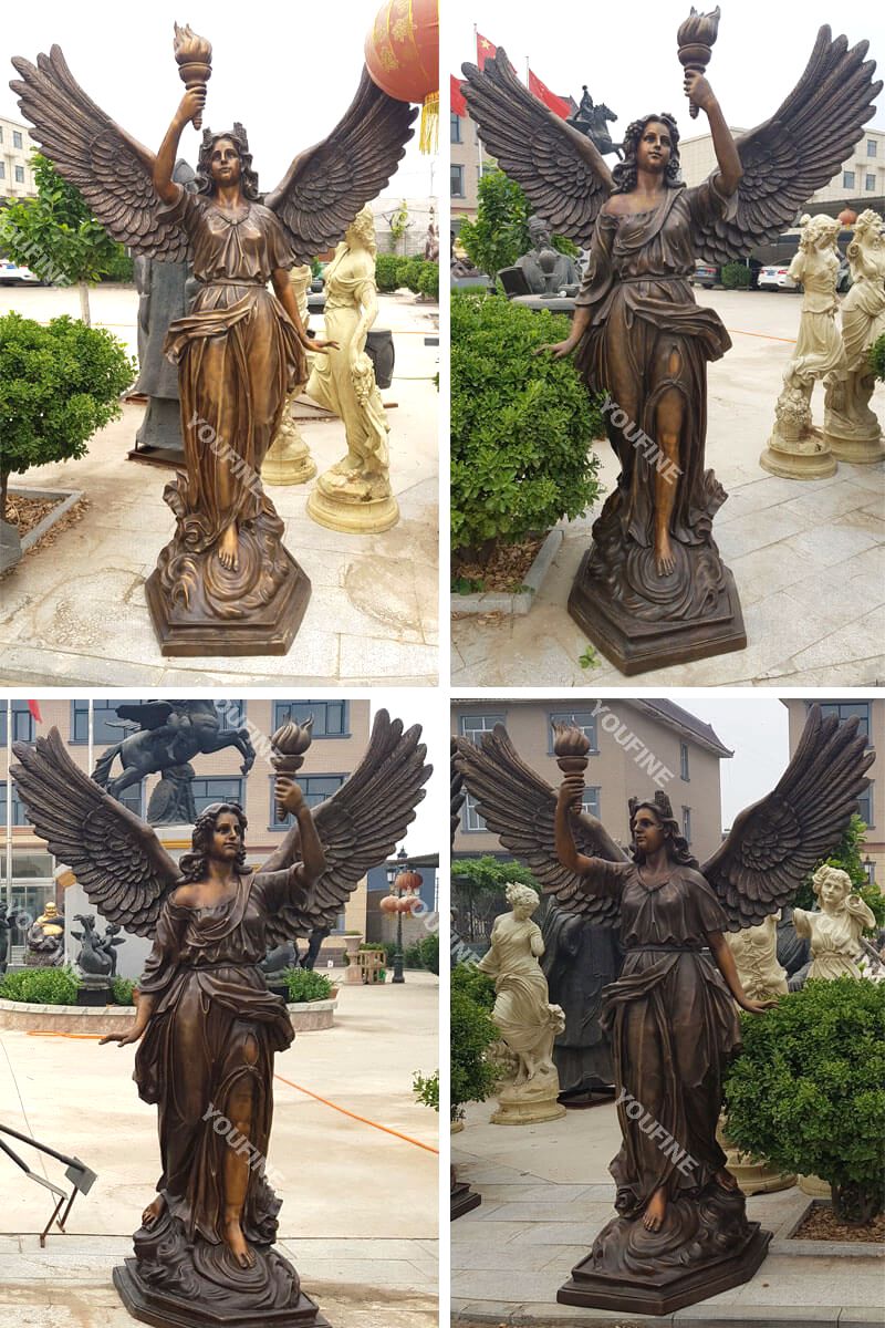 Bronze Female Angel Statue with Torch