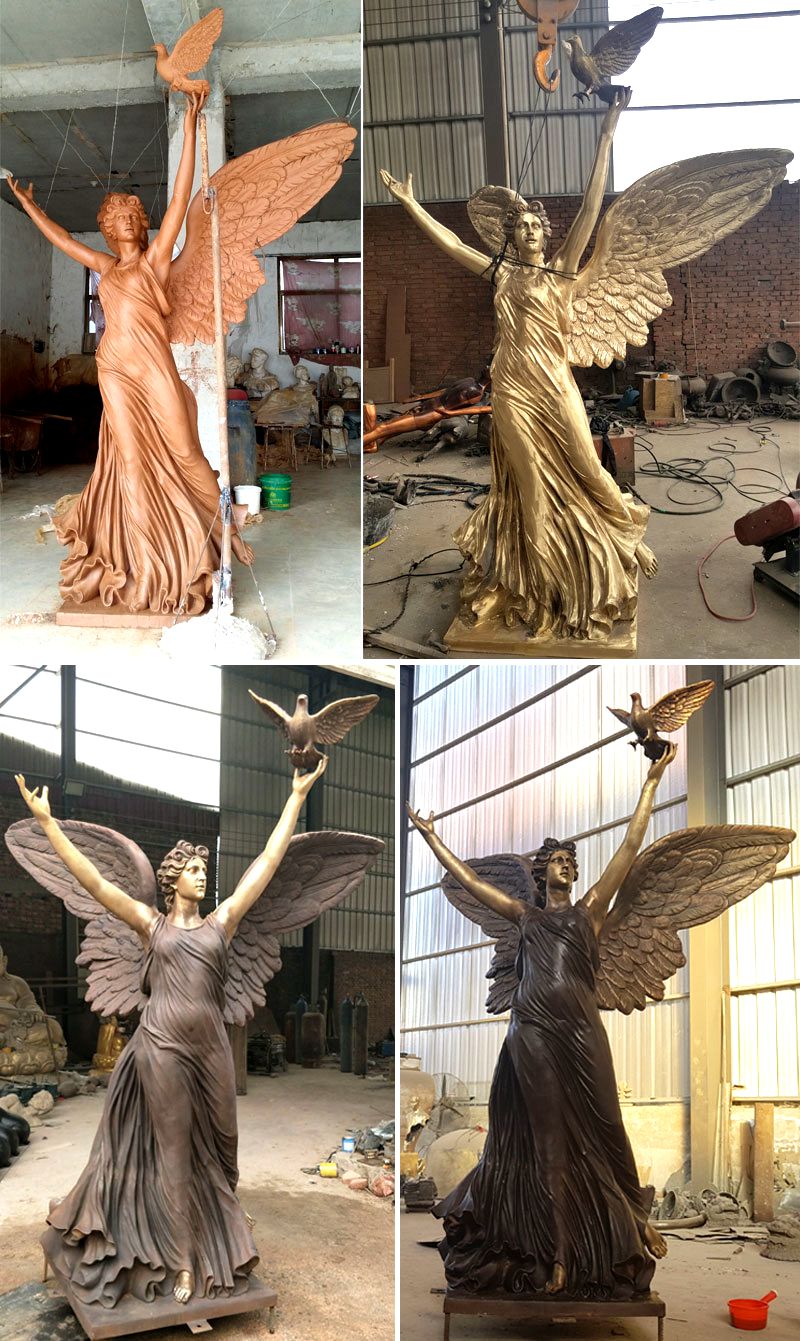 Casting Bronze Angel Statue with Peace Dove