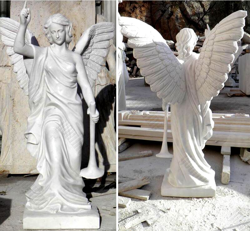 Outdoor Decorative White Angel Marble Statues