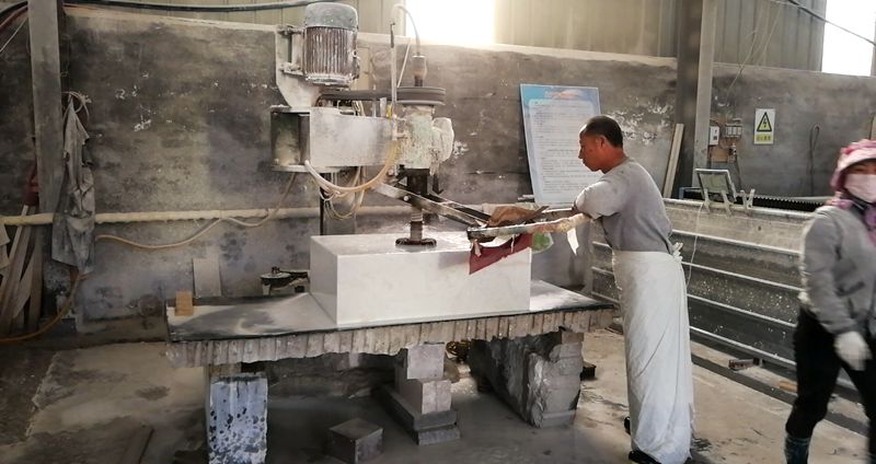 process of Weeping Winged Angel White Marble Tombstone