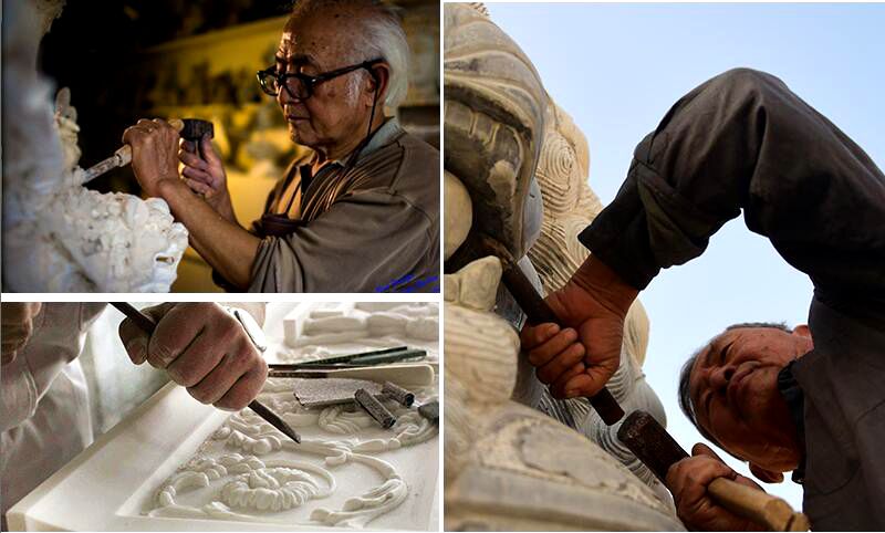 process of Praying White Stone Marble Angel Statue