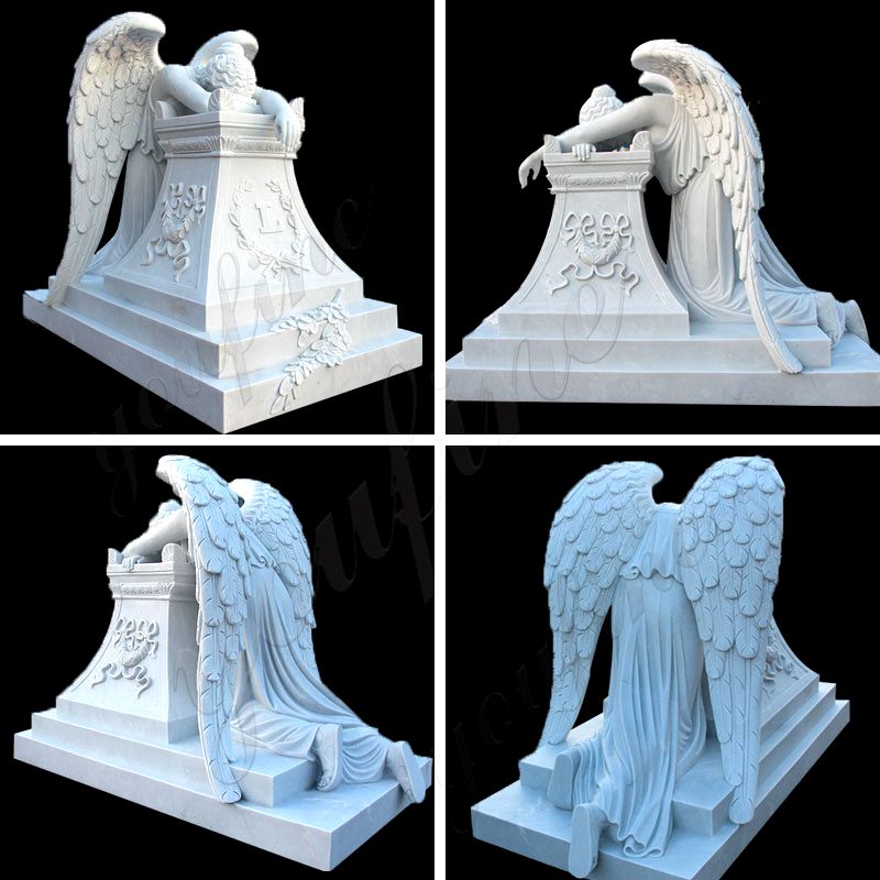 Weeping Winged Angel White Marble Tombstones