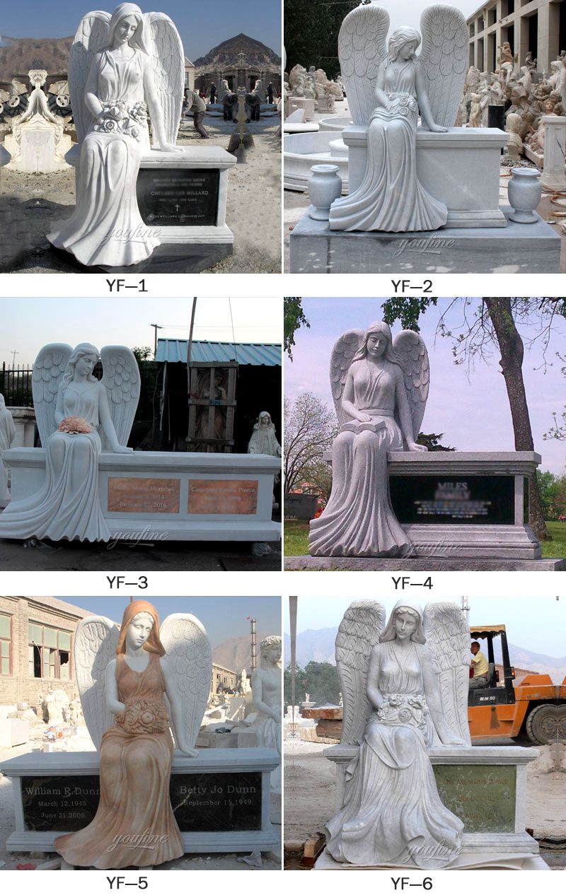  Female Sitting White Marble Stone Angel Tombstone Monuments