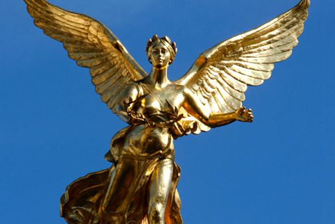 480Female Winged Golden Bronze Angel Statue