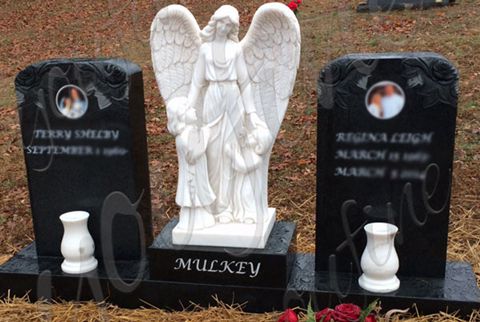 480 Angel Guardian Granite Double Tombstone Monument