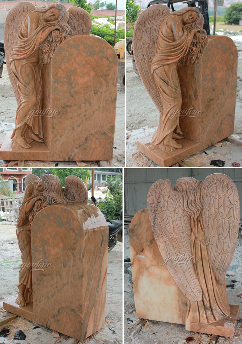800Engraved Winged Angel Stone Granite Tombstone