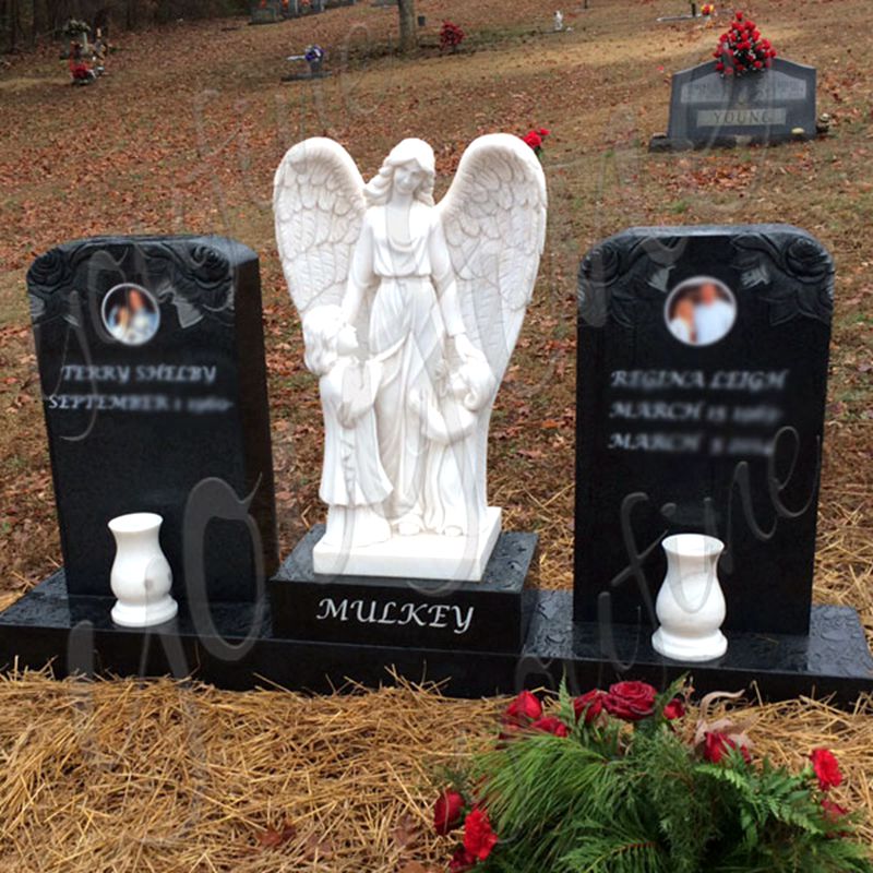 800 Angel Guardian Granite Double Tombstone Monument