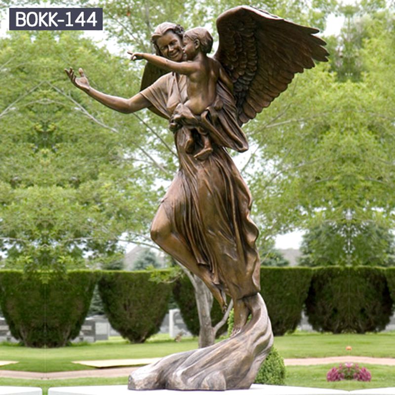 800 Life Size Handmade Angel Holding Child Bronze Sculpture