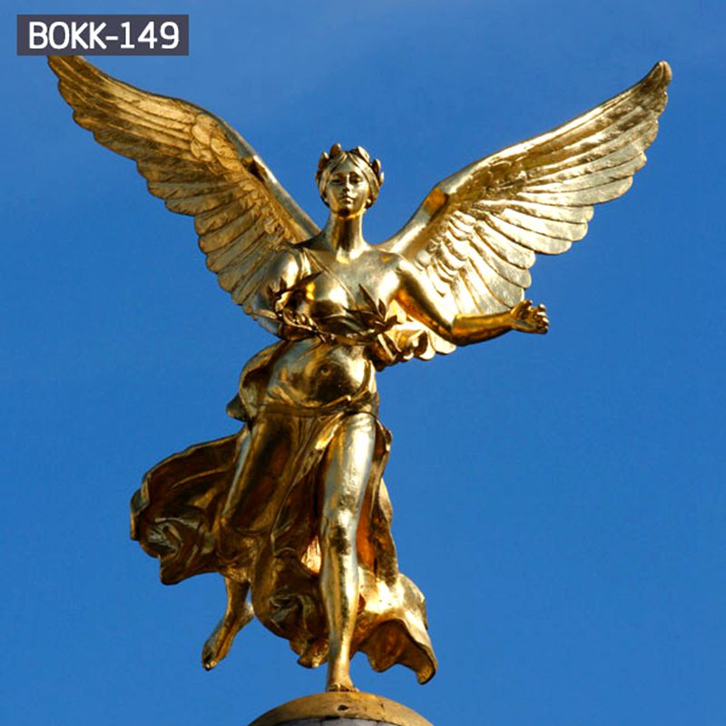 Female Winged Golden Bronze Angel Statue
