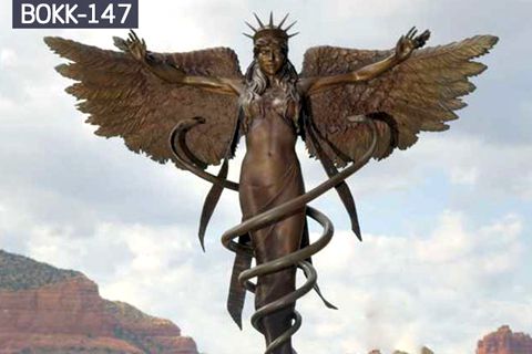 Bronze Allegory Snakes Caduceus Statue (2)