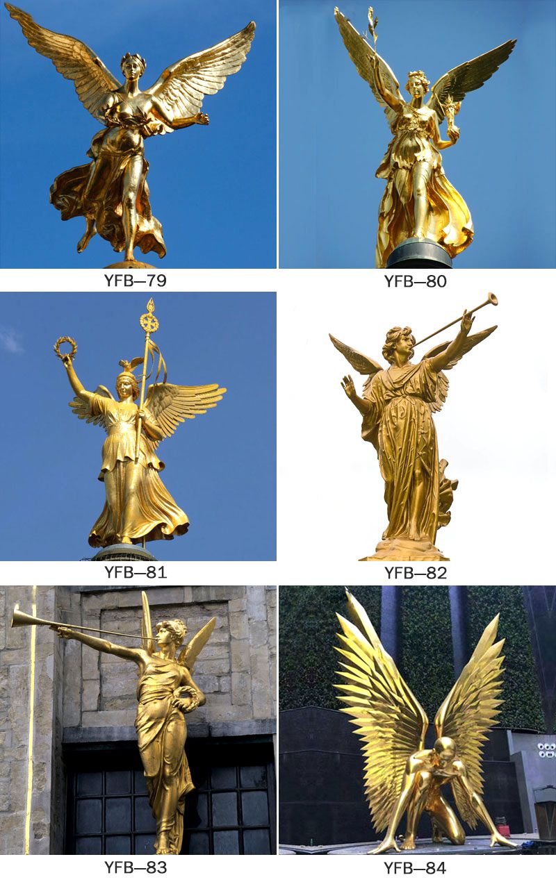 Golden Running Metal Bronze Angel Sculpture (5)