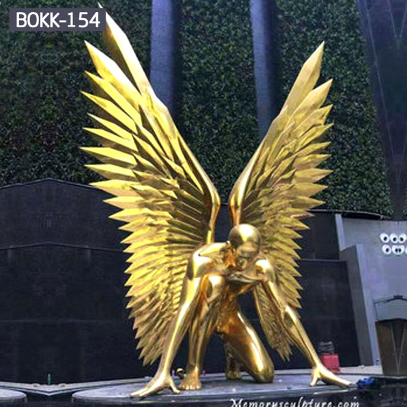 Golden Running Metal Bronze Angel Sculpture (6)
