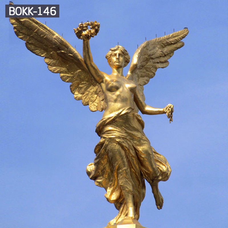 Holding Wreath Female Angel Bronze Sculpture (1)
