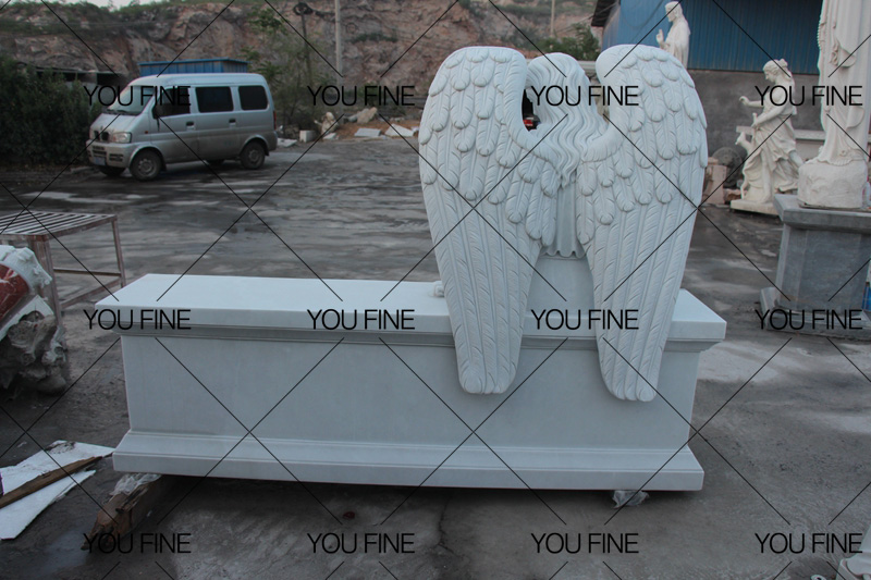 White Marble Angel Tombstone Monument