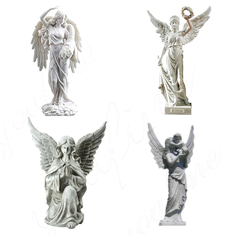 Large Female Angel Holding A Child Marble Sculpture (1)