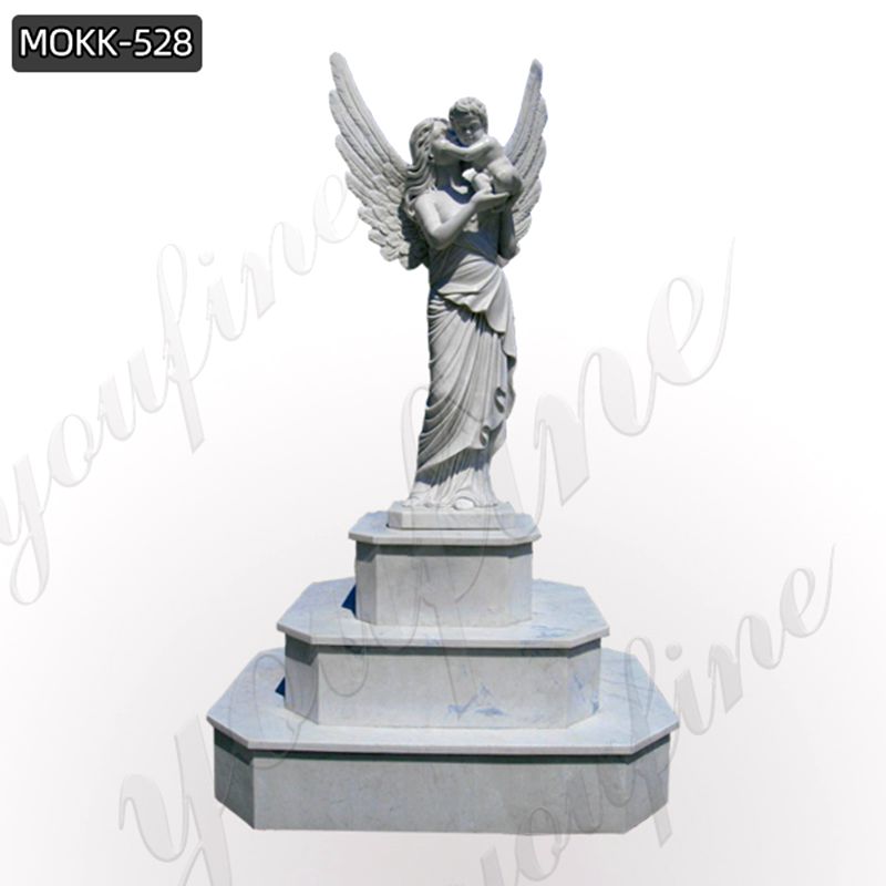 Large Female Angel Holding A Child Marble Sculpture (4)