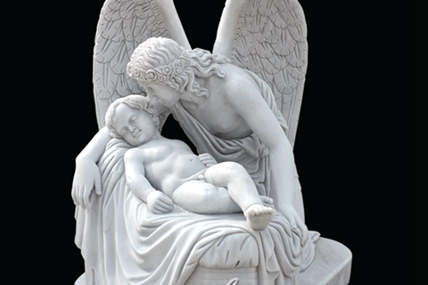 Large Marble Angel Sculpture Mother And Son Statue (1)