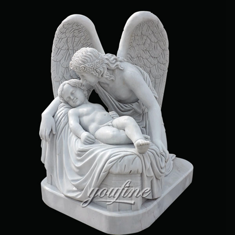 Large Marble Angel Sculpture Mother And Son Statue (5)