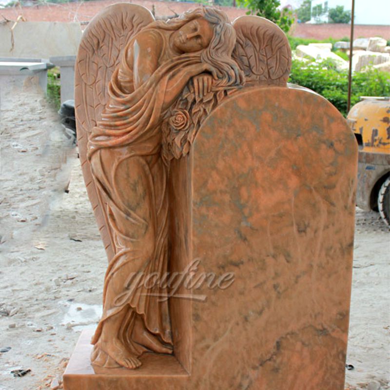 MOKK-63Engraved Winged Angel Stone Granite Tombstone