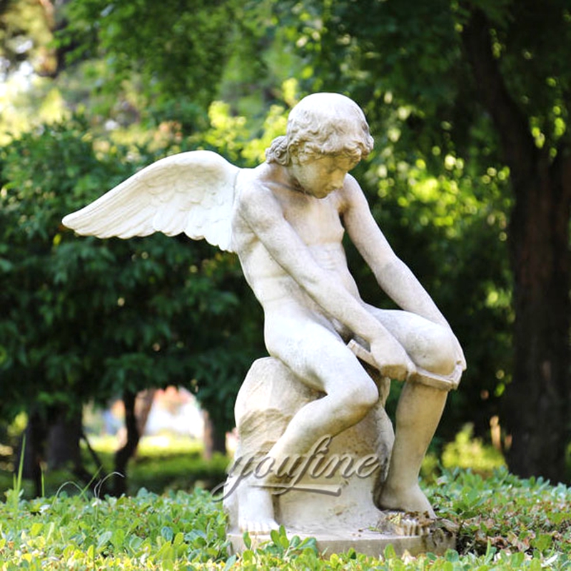 Winged Boy White Marble Angel Statue (2)