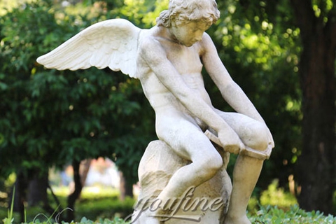 Winged Boy White Marble Angel Statue (3)