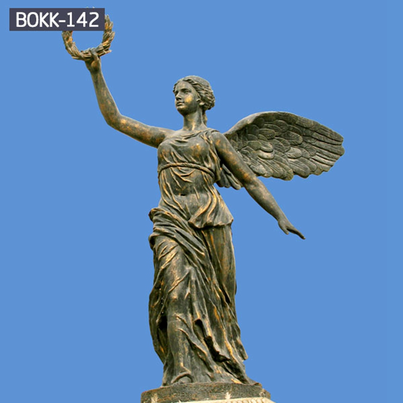 Life Size Holding Wreath Female Bronze Angel Statue