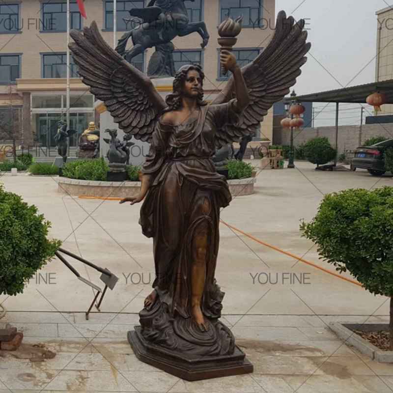 Bronze Female Angel Statue with Torch for Customer (1)