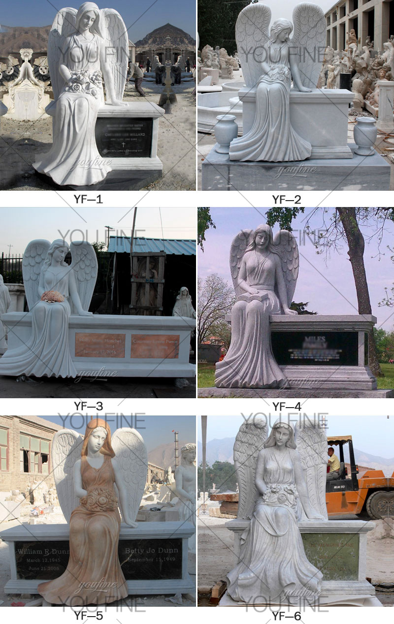 Cemetery Angel Statue Marble Weeping Angel Monument for Customer (1)