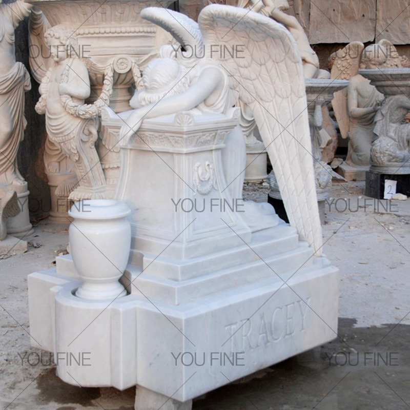Cemetery Angel Statue Marble Weeping Angel Monument for Customer (2)
