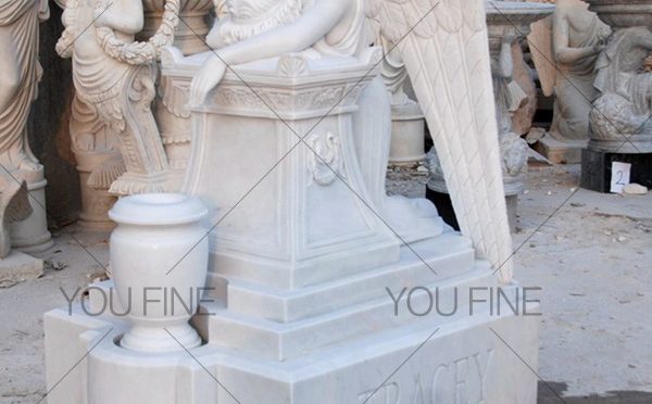 Cemetery Angel Statue Marble Weeping Angel Monument for Customer (3)