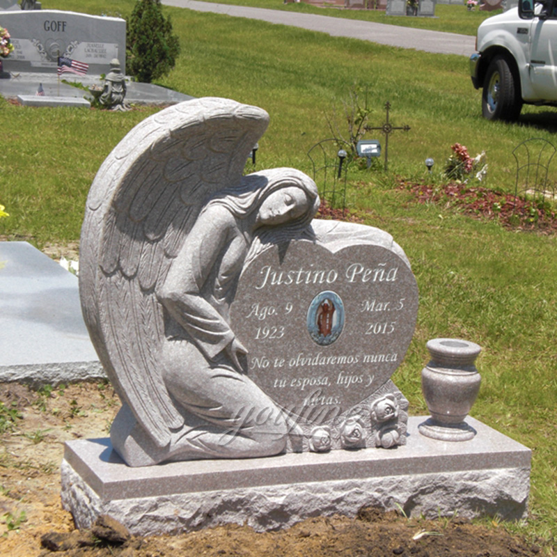 Customized Angel Heart Monument White Granite Tombstone (2)