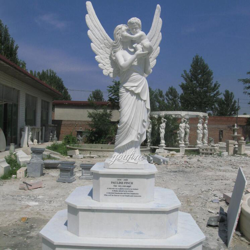 Customized Female Angel Holding Baby Marble Sculpture (1)