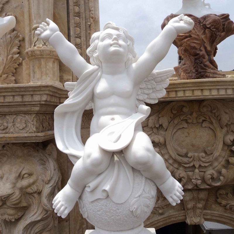 Customized Home Decoration Stone Cherubs Marble Angel Statue (1)