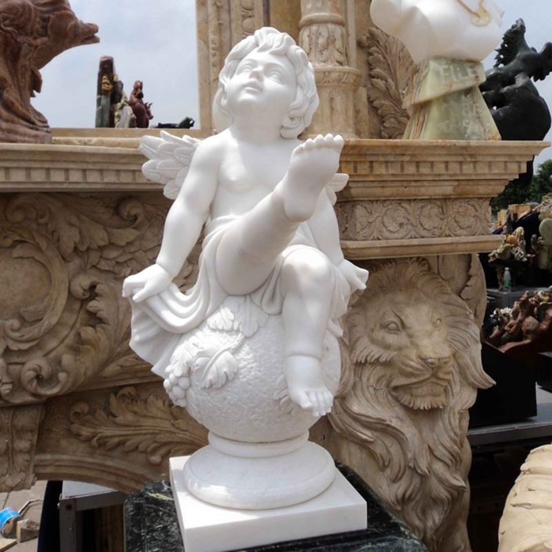 Customized Home Decoration Stone Cherubs Marble Angel Statue (2)