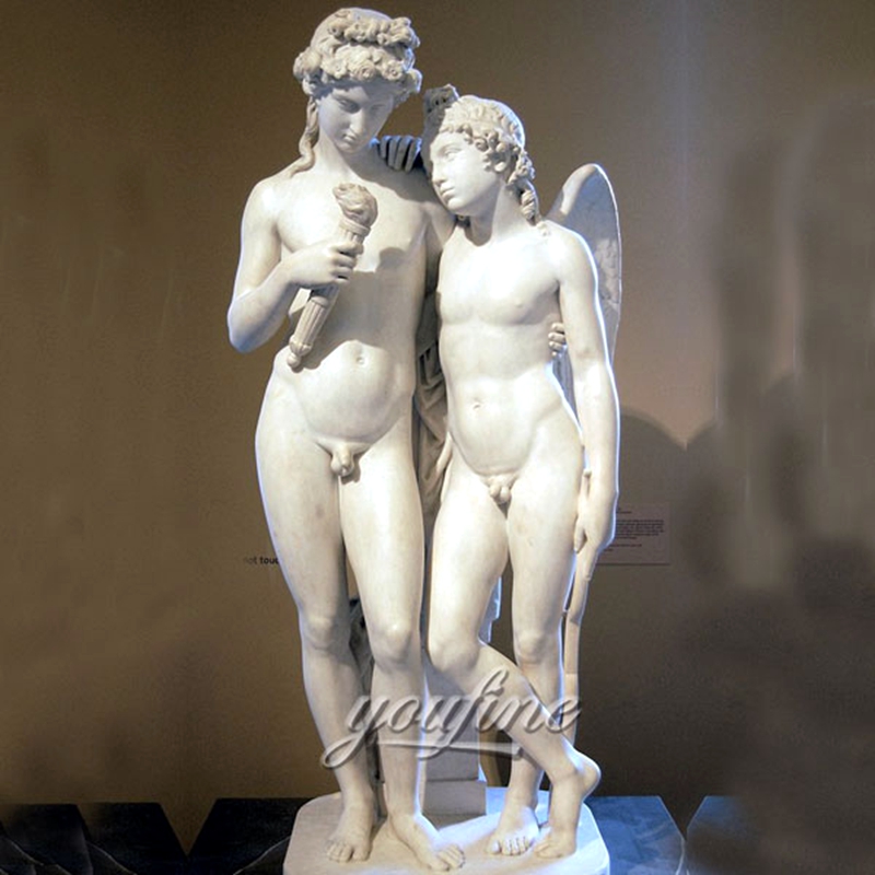 Famous Life Size Stone Sculpture Cupid Kindling The Torch Marble Statue (2)