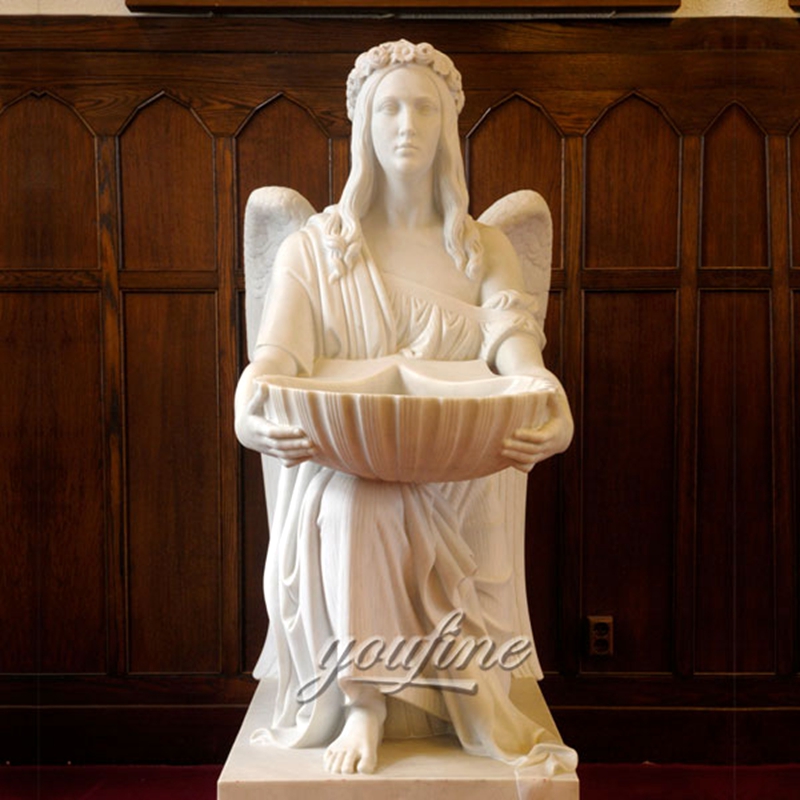 Famous Marble Sculpture Holding Basin Kneel Angel Statue (1)