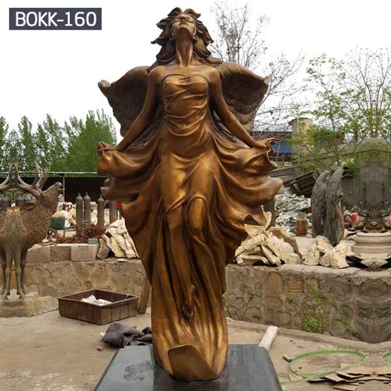 Garden Decoration Holding Torch Female Angel Bronze Statue (2)