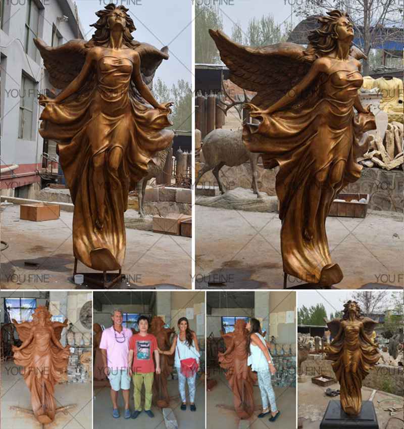 Garden Decoration Holding Torch Female Angel Bronze Statue (4)