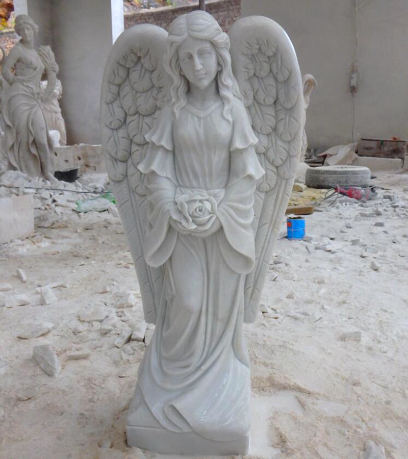 Garden Female Marble Angel Statue for Germany Customer (2)